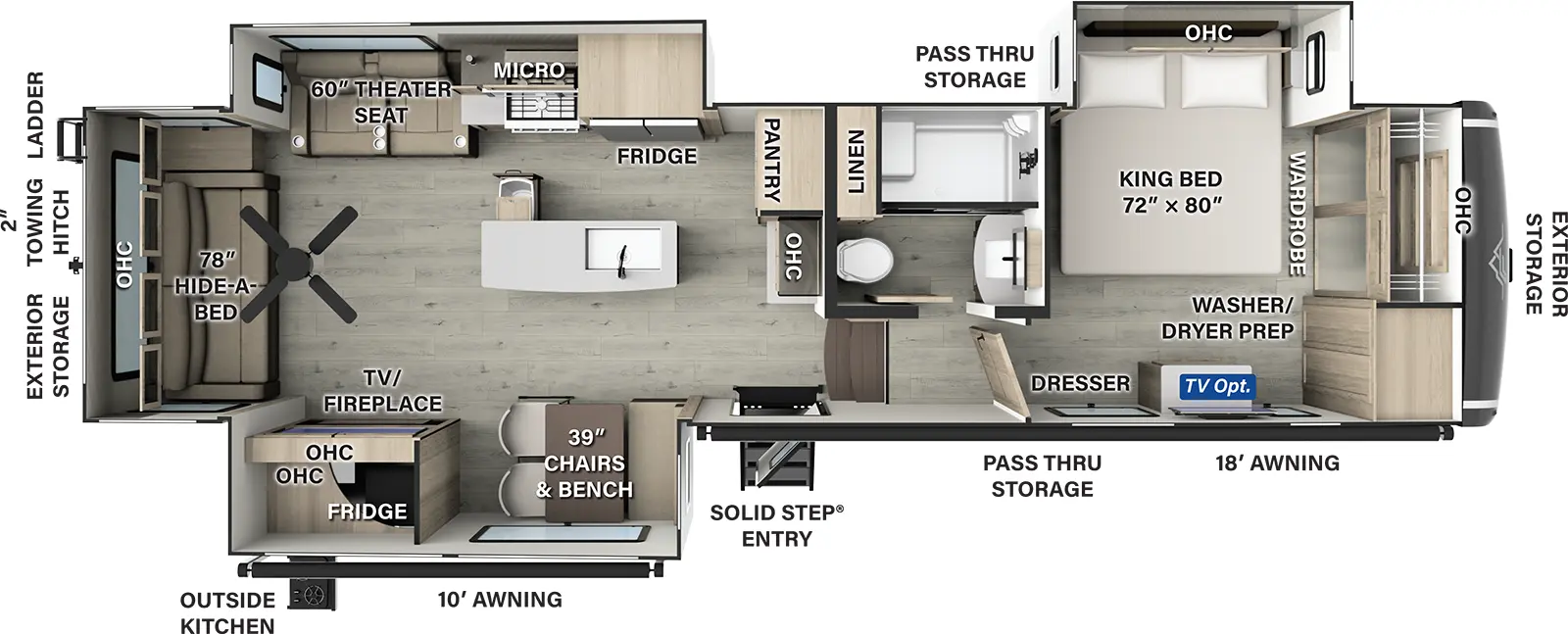 Flagstaff Classic Fifth Wheels F372RL Floorplan